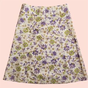 Eddie Bauer A-Line Skirt Floral Side Zip Casual